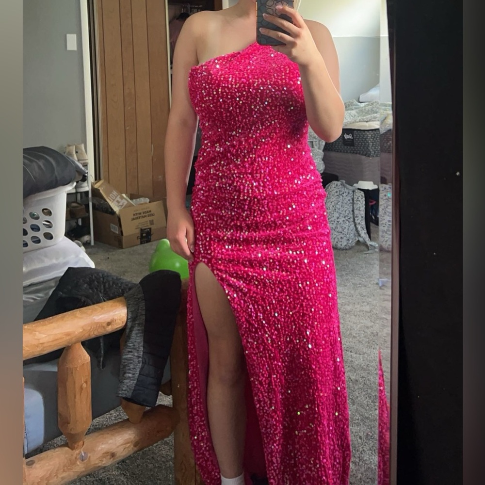 Selling my prom dress!! Sequin one strap with slit in the side